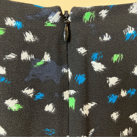 J.CREW Painted Dot Dress Black Blue Green White V-Neck Pleated C3871 Size 8 - Picture 5 of 12